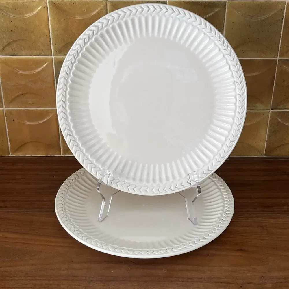 American Atelier Athena 5166 Ironstone Dinner Plates 11.5” Set of 2